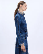Load image into Gallery viewer, Tactical denim jacket with checked collar
