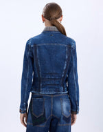 Load image into Gallery viewer, Tactical denim jacket with checked collar
