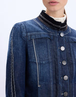 Load image into Gallery viewer, Tactical denim jacket with velvet collar
