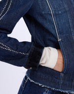 Load image into Gallery viewer, Tactical denim jacket with velvet collar
