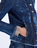 Load image into Gallery viewer, Tactical denim jacket with checked collar
